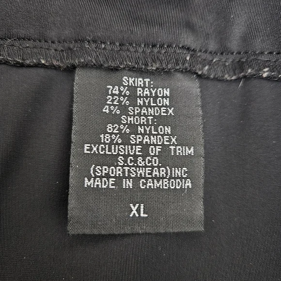 SC & Co Tennis Golf Skort Black Geometric Pull On Tummy Control Shorts Skirt XL - Picture 7 of 8